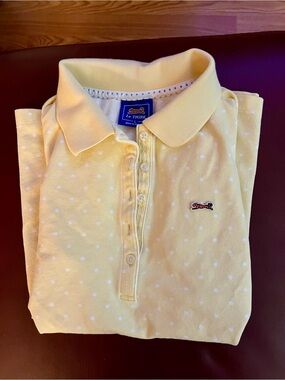 Le Tigre Ladies Yellow Polka Dot Polo Shirt—great condition!
